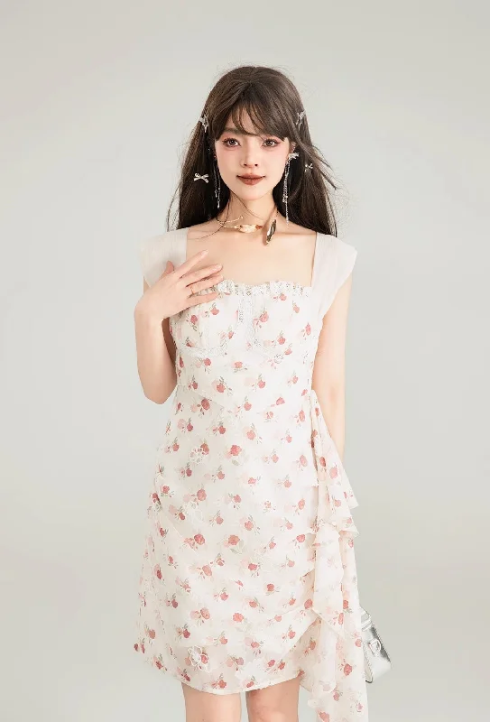 Three-dimensional Flower Slim Dress KEI0132 Casual Short Summer