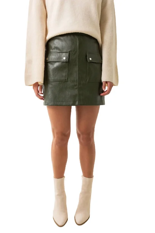 Damia Dark Skirt In Dark Khaki denim skirt casual