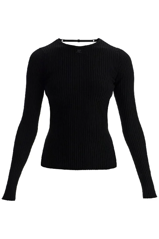 Black Viscose And Polyester Sweater With Drop Neckline - Black Zippered Buttoned Snapped Black Viscose And Polyester Sweater With Drop Neckline - Black Zippered Buttoned Snapped