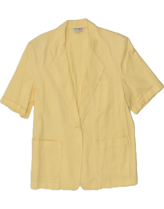 BALLOON Womens 1 Button Short Sleeve Blazer Jacket UK 14 Large Yellow Welt Pockets Slit Pockets Flap Pockets BALLOON Womens 1 Button Short Sleeve Blazer Jacket UK 14 Large Yellow Welt Pockets Slit Pockets Flap Pockets