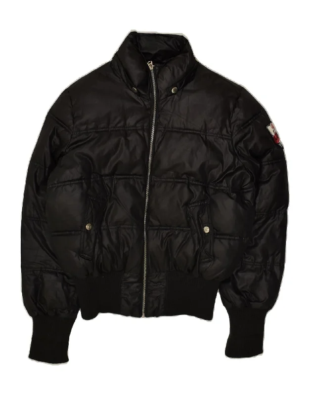 LEE Womens Padded Jacket UK 14 Medium Black Polyester One-Shoulder Jacket Off-the-Shoulder Jacket Asymmetrical Jacket