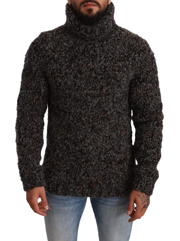 Elegant Speckled Turtleneck Wool-blend Sweater Casual Formal Business