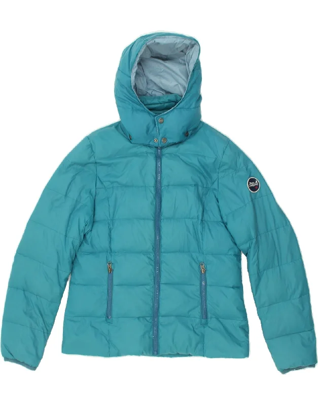 BEST COMPANY Womens Hooded Padded Jacket UK 14 Medium Blue Wool Fabric Cashmere Fabric Tweed Fabric BEST COMPANY Womens Hooded Padded Jacket UK 14 Medium Blue Wool Fabric Cashmere Fabric Tweed Fabric
