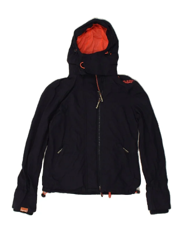 SUPERDRY Womens Windcheater Hooded Windbreaker Jacket UK 10 Small Blue V-Neck Jacket Boat Neck Jacket Square Neck Jacket SUPERDRY Womens Windcheater Hooded Windbreaker Jacket UK 10 Small Blue V-Neck Jacket Boat Neck Jacket Square Neck Jacket