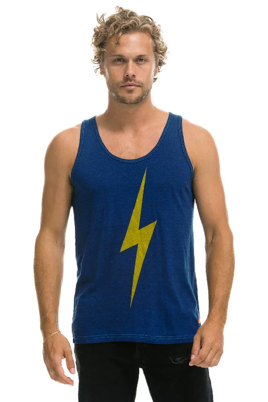MEN'S BOLT  TANK - ROYAL sheer tank top