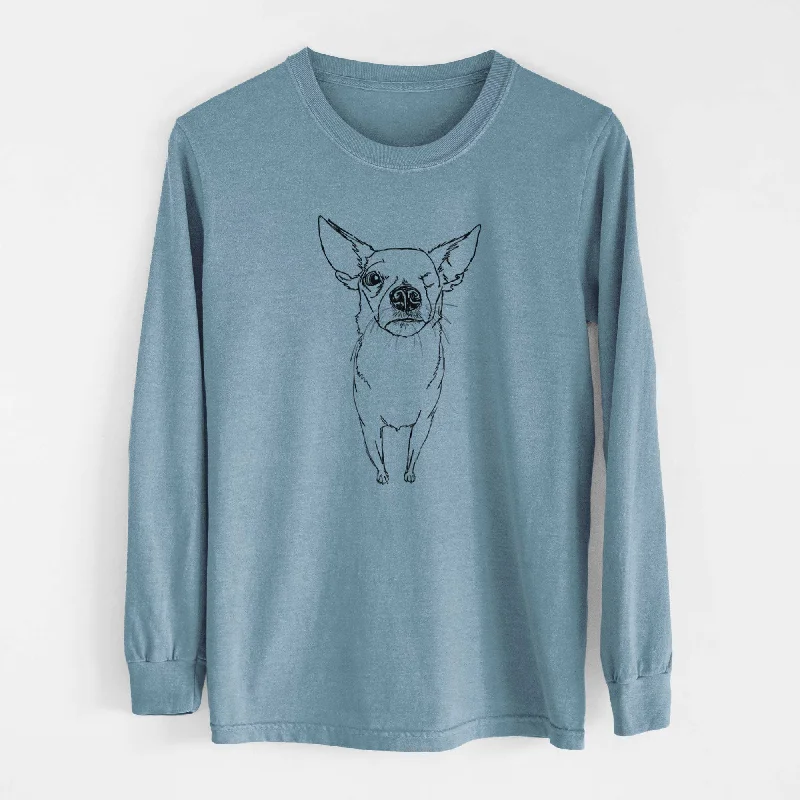 Doodled Tank the One-eyed Pomchi - Heavyweight 100% Cotton Long Sleeve print tank top
