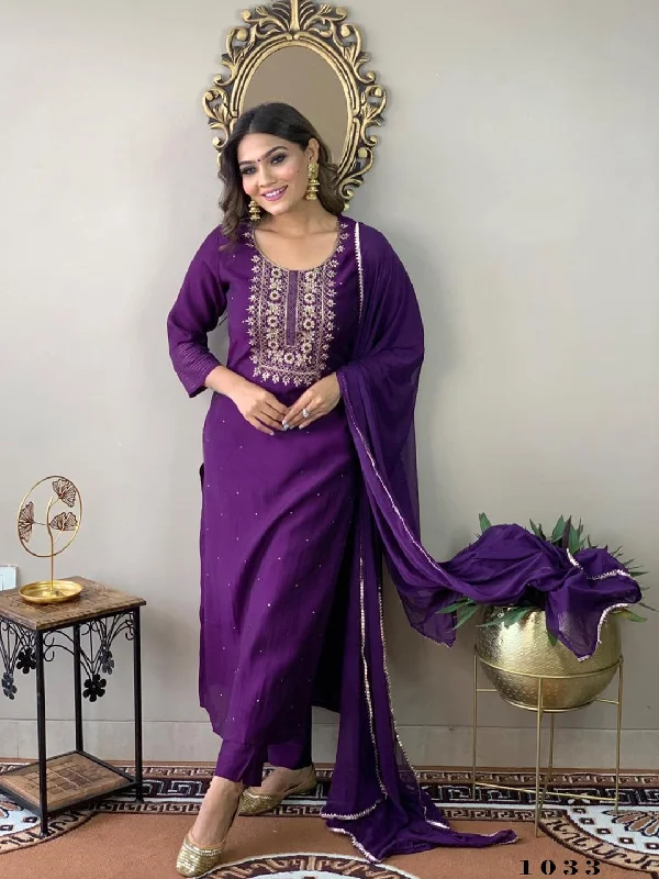Purple Attractive Looking DEsigner Readymade Pant Suit With Designer Embroidery Work Trendy High-Waist Trousers Purple Attractive Looking DEsigner Readymade Pant Suit With Designer Embroidery Work Trendy High-Waist Trousers