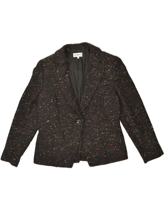 VINTAGE Womens 1 Button Blazer Jacket IT 48 XL Black Flecked Lace Jacket Ribbed Jacket Sequined Jacket
