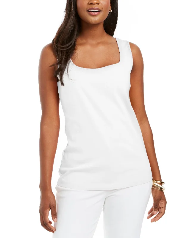 Karen Scott Square Neck Cotton Tank Top layering tank top