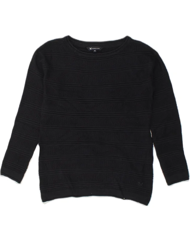 CREW CLOTHING Womens Crew Neck Jumper Sweater UK 12 Medium Navy Blue Stretchy Elastic Breathable