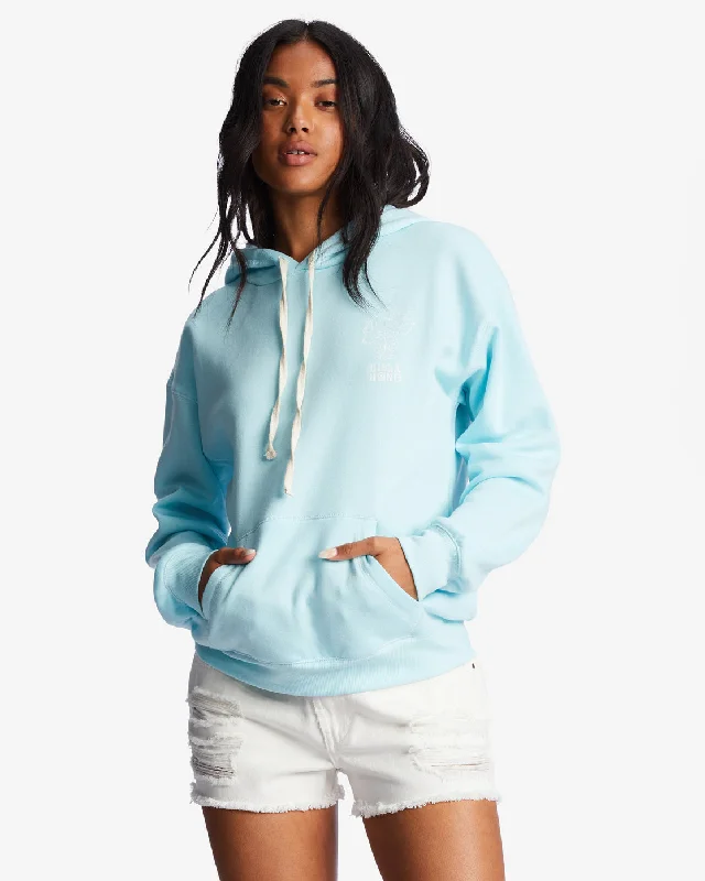 Radiate Love Hoodie - Pure Aqua Hoodie with Hem Frayed Vintage Worn