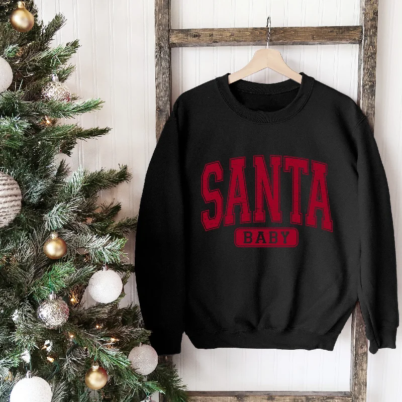 Santa Baby Sweatshirt - Christmas Sweatshirt - Sizes S to 5XL Hoodie with Strings Custom Fit Adjustable