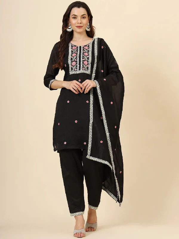Black Designer Readymade Pant Suit With Designer Embroidery Work Casual Skinny Fit Pants