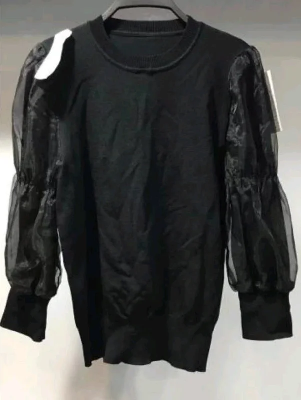 Ivee Double Puff Organza Slv Sweater Silk Blend Satin Velvet