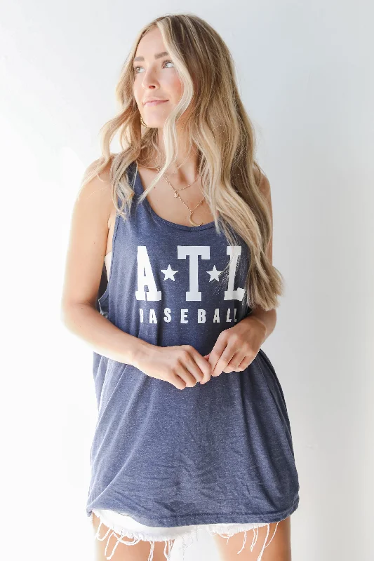 FINAL SALE - ATL Star Baseball Graphic Tank silver tank top