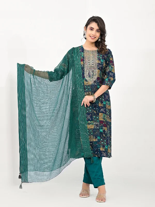 Rama Designer Readymade Pant Suit With Printed Embroidery Work Trendy Velvet Pants