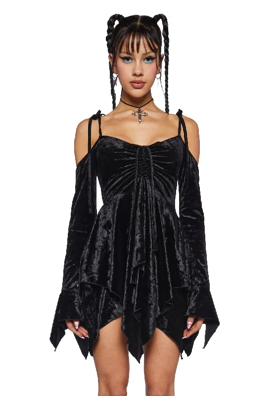 F is For Fairies® Handkerchief Dress - Black Velvet Tunics Silk luxurious