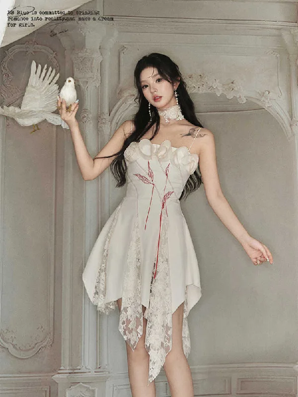 Rose Lace Design Irregular Hem Camisole Dress BBB0072 Tunics Top rated
