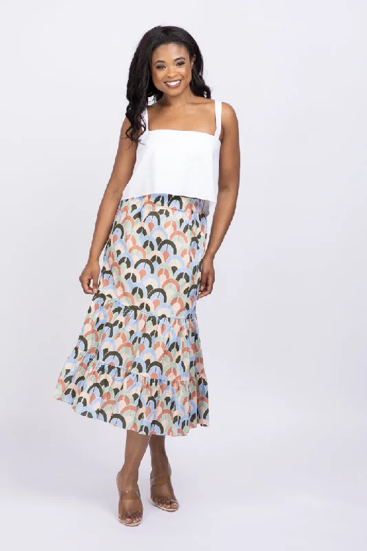 Cara Cara Chase Tiered Midi-Skirt satin skirt smooth