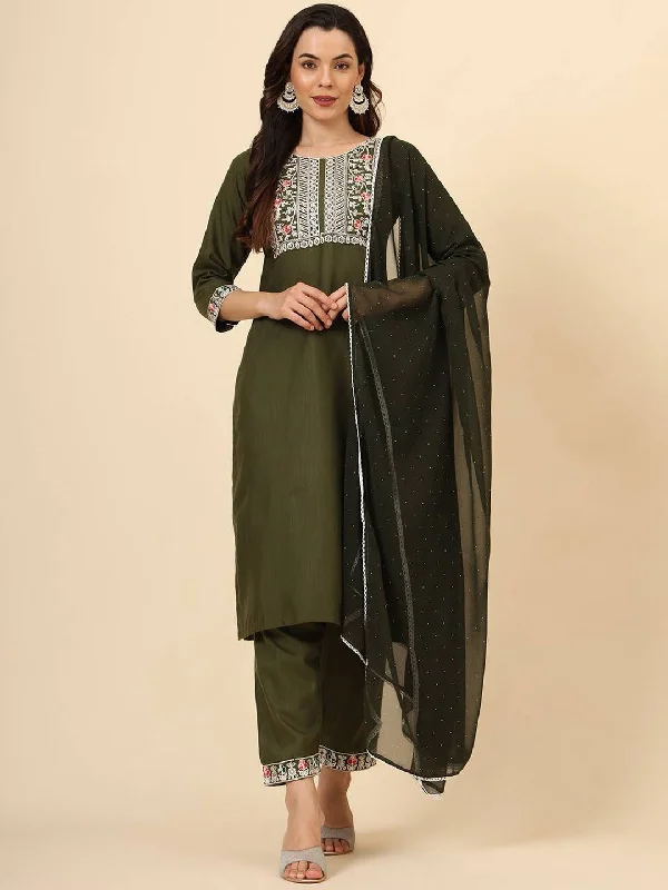 Mehendi Green Trendy Designer Readymade Pant Suit With Embroidery Work Fashionable Track Pants Mehendi Green Trendy Designer Readymade Pant Suit With Embroidery Work Fashionable Track Pants