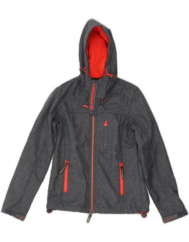 SUPERDRY Womens Windtrekker Hooded Windbreaker Jacket UK 10 Small Grey One-Shoulder Jacket Off-the-Shoulder Jacket Asymmetrical Jacket SUPERDRY Womens Windtrekker Hooded Windbreaker Jacket UK 10 Small Grey One-Shoulder Jacket Off-the-Shoulder Jacket Asymmetrical Jacket