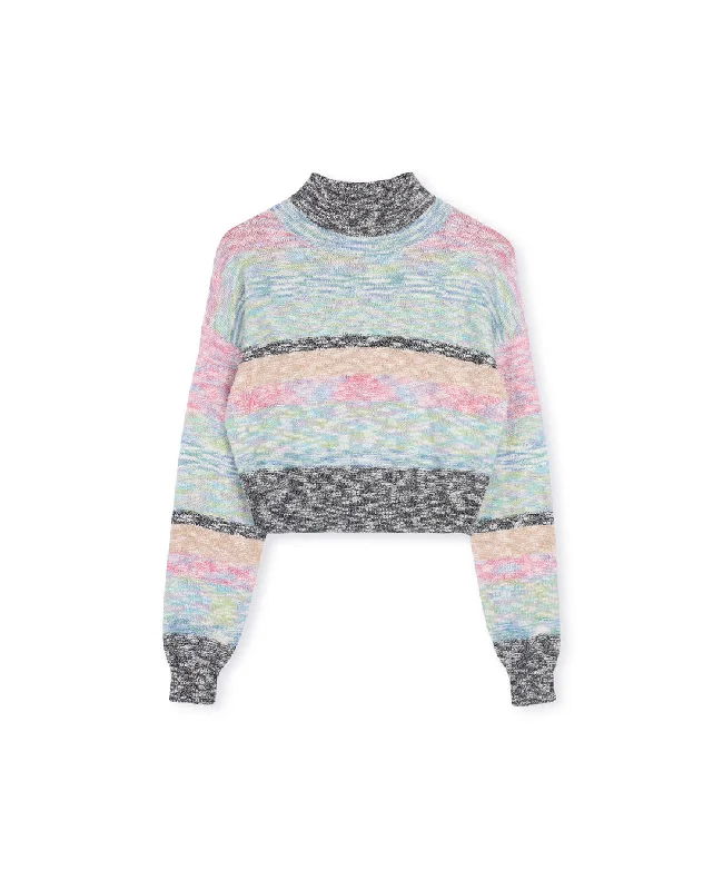 Modelle Cropped Multi Color Sweater Embroidered Appliqued Beaded