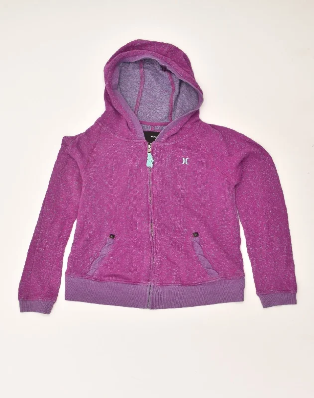 HURLEY Womens Zip Hoodie Sweater UK 12 Medium Purple Cotton Sweater Knitwear Pullover HURLEY Womens Zip Hoodie Sweater UK 12 Medium Purple Cotton Sweater Knitwear Pullover