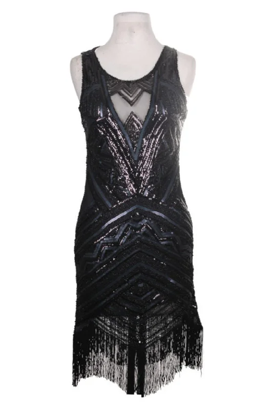 Black Sequin Flapper Dress Tunics Luxurious high-end