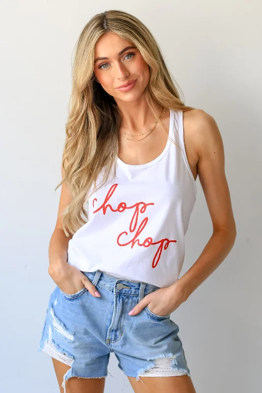 White Chop Chop Tank teal tank top