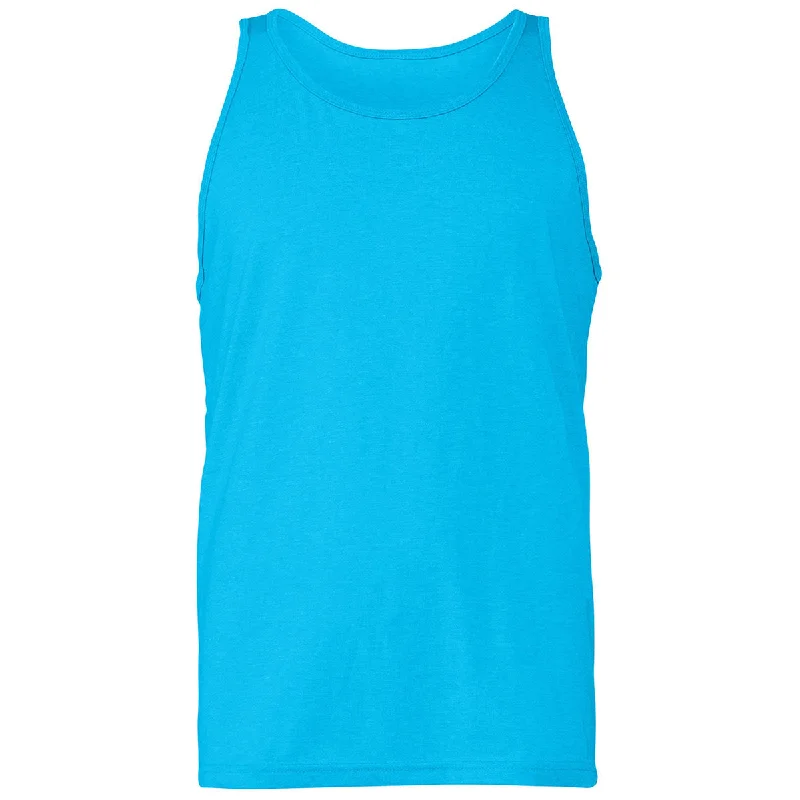 Bella + Canvas Unisex Neon Blue Heather CVC Tank activewear tank top