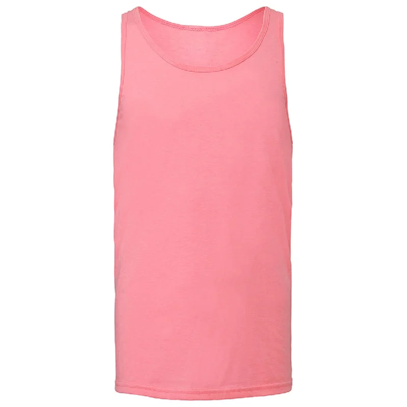 Bella + Canvas Unisex Neon Pink Heather CVC Tank fitness tank top