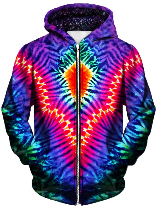 Pointed V Unisex Zip-Up Hoodie Hoodie with Cuffed Sleeves Snug Secure