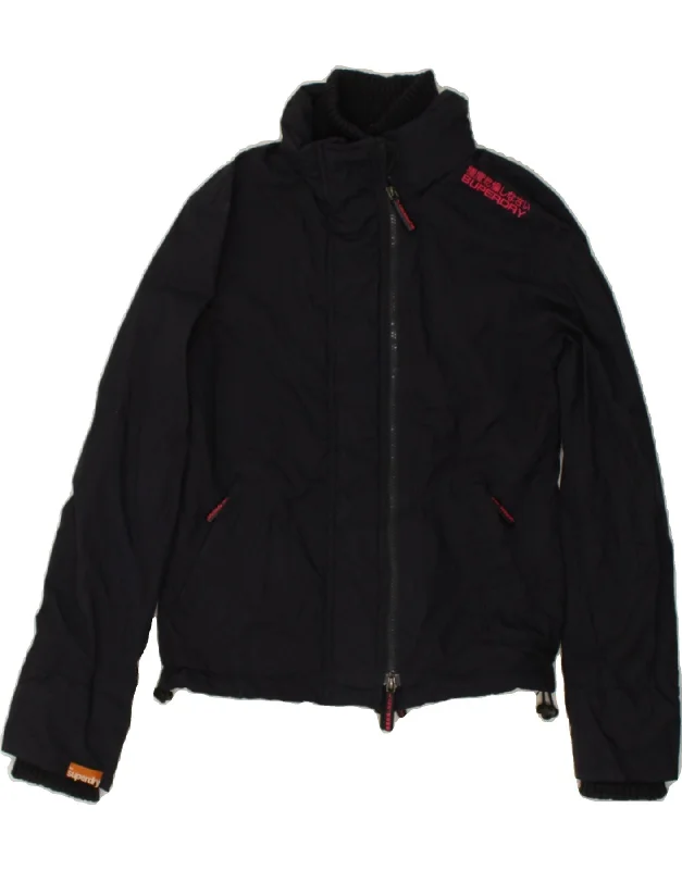 SUPERDRY Womens Graphic Windbreaker Jacket UK 14 Medium Navy Blue Nylon Collared Jacket Crew Neck Jacket Turtle Neck Jacket SUPERDRY Womens Graphic Windbreaker Jacket UK 14 Medium Navy Blue Nylon Collared Jacket Crew Neck Jacket Turtle Neck Jacket