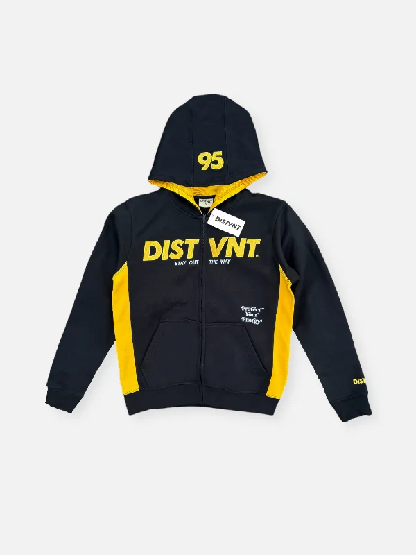 Two Tone Zip-Up Hoodie (Satin Lined) Hoodie with Front Slit Layering Stylish