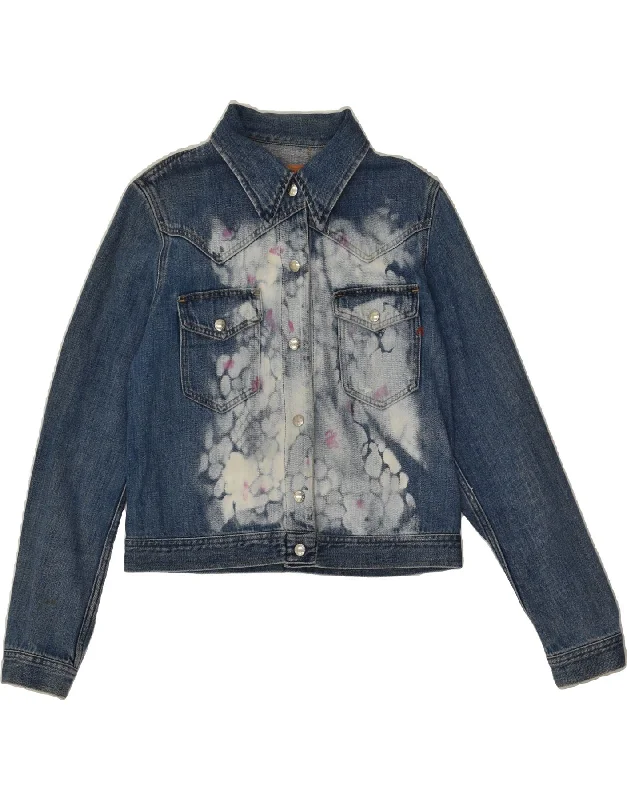 REPLAY Womens Graphic Slim Denim Jacket UK 18 XL Blue Tie Dye Cotton Faux Fur Jacket Real Fur Jacket Shearling Jacket REPLAY Womens Graphic Slim Denim Jacket UK 18 XL Blue Tie Dye Cotton Faux Fur Jacket Real Fur Jacket Shearling Jacket