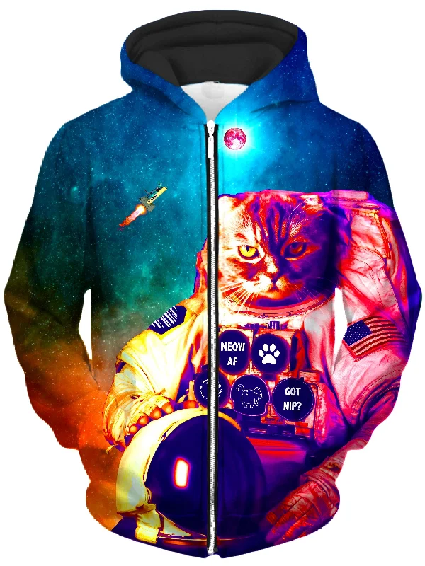 Catstronaut Unisex Zip-Up Hoodie Hoodie with Pastel Soft Subtle
