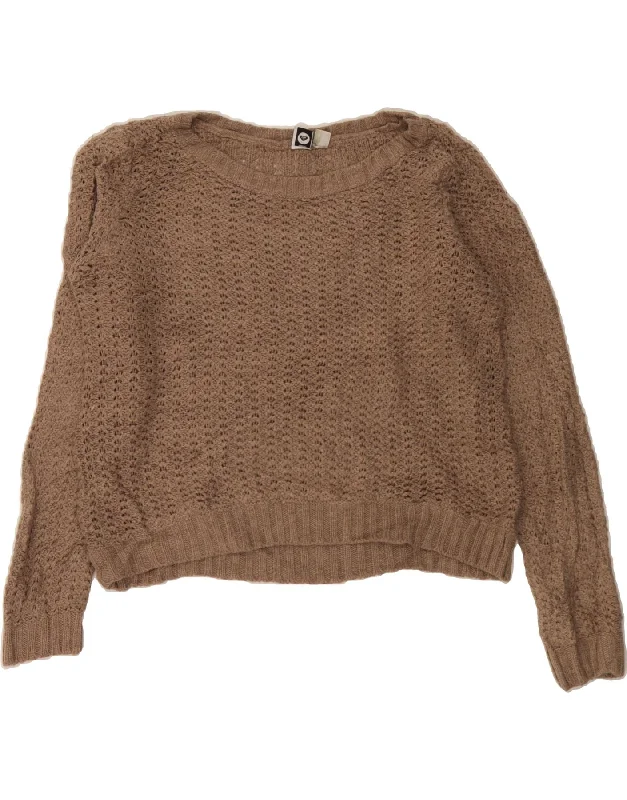 ROXY Womens Boat Neck Jumper Sweater UK 16 Large Brown Acrylic Silk Blend Satin Velvet ROXY Womens Boat Neck Jumper Sweater UK 16 Large Brown Acrylic Silk Blend Satin Velvet