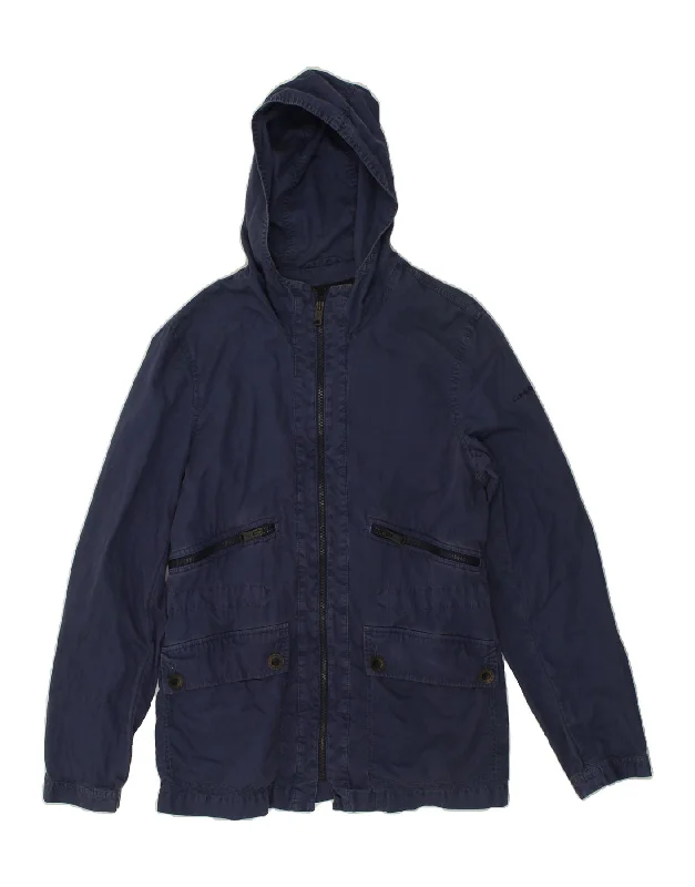 CALVIN KLEIN Womens Hooded Utility Jacket UK 16 Large Navy Blue Cotton Hooded Jacket Caped Jacket Shawl Collar Jacket CALVIN KLEIN Womens Hooded Utility Jacket UK 16 Large Navy Blue Cotton Hooded Jacket Caped Jacket Shawl Collar Jacket
