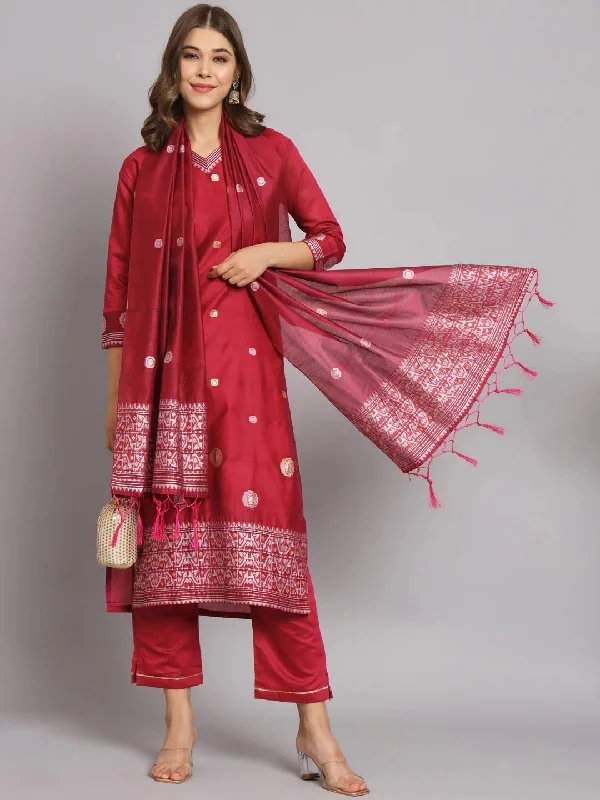 Dark Purple Trendy Designer Readymade Pant Suit With Embroidery Work Modern Bootcut Pants