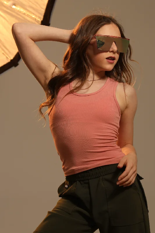 Boyfriend Tank - Grapefruit - FINAL SALE lace tank top