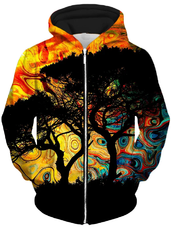 African Sun Unisex Zip-Up Hoodie Hoodie with Embroidery Detailed Premium