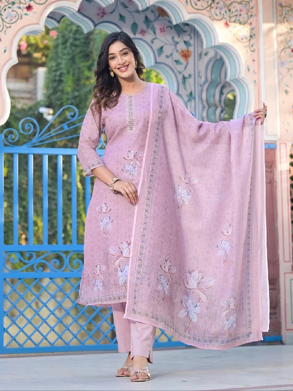 Peach Attractive Readymade Pant Suit With Designer Printed Slim-Fit Leggings