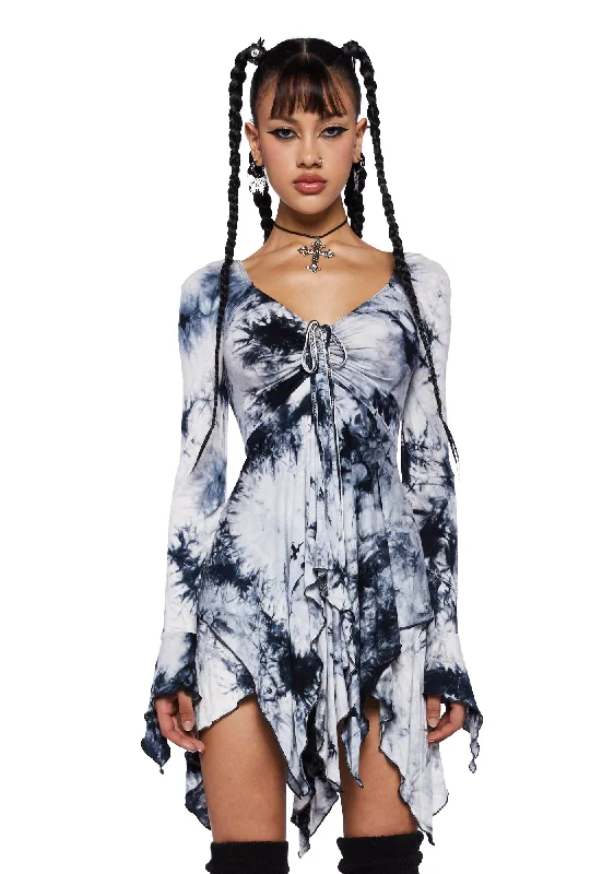 F is For Fairies® Full-Sleeve Handkerchief Dress Crew Neckline Sporty