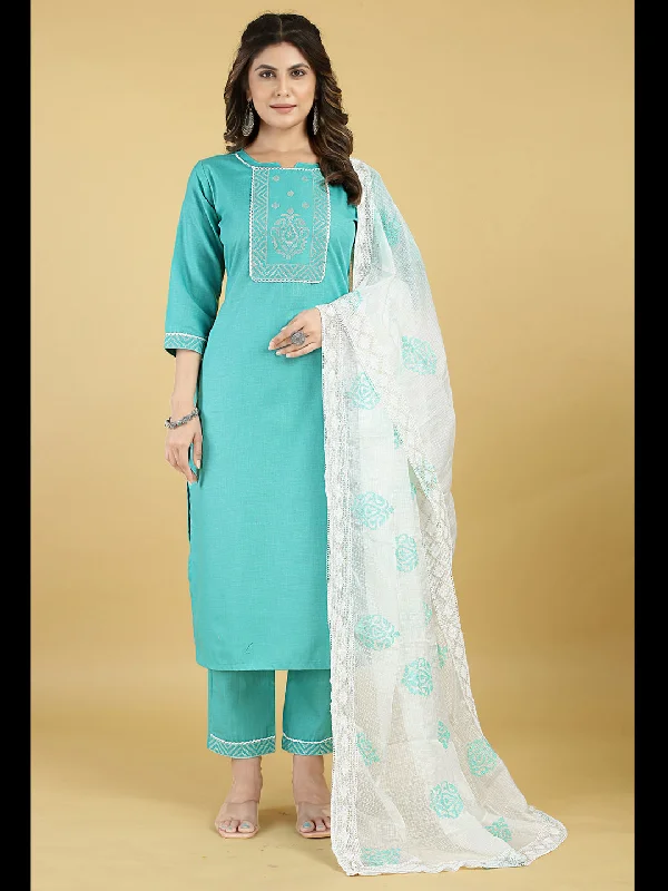 Blue Designer Readymade Pant Suit With Designer Embroidery Work Soft Stretch Leggings Blue Designer Readymade Pant Suit With Designer Embroidery Work Soft Stretch Leggings