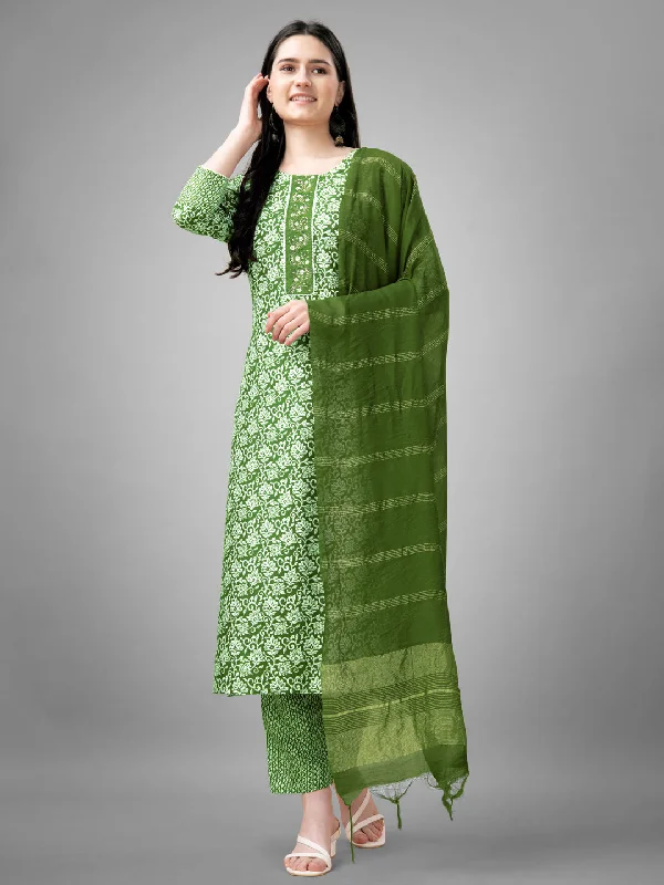 Green Printed Designer Pant Suit With Embroidery Work Elegant Dress Pants