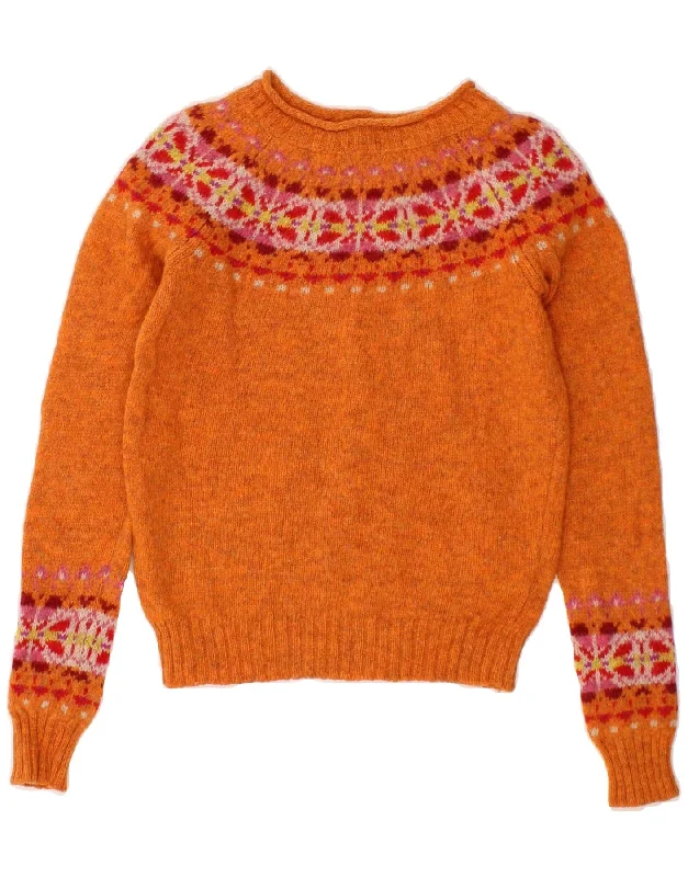 BENETTON Womens Crop Turtle Neck Jumper Sweater UK 6 XS Orange Fair Isle Cable Knit Ribbed Knit Lace Knit BENETTON Womens Crop Turtle Neck Jumper Sweater UK 6 XS Orange Fair Isle Cable Knit Ribbed Knit Lace Knit