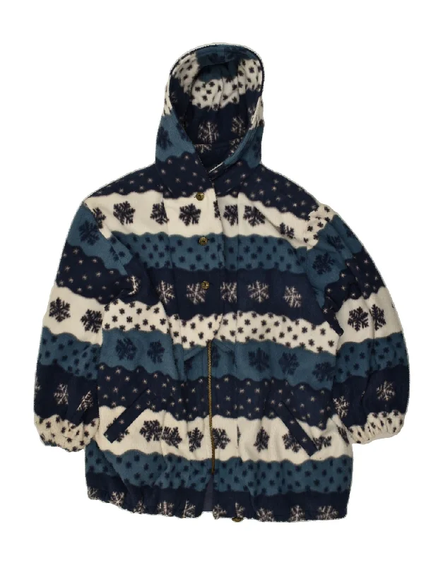 BENTLEY Womens Oversized Hooded Fleece Jacket EU 44 XL Navy Blue Fair Isle Knit Jacket Woven Jacket Fleece Jacket BENTLEY Womens Oversized Hooded Fleece Jacket EU 44 XL Navy Blue Fair Isle Knit Jacket Woven Jacket Fleece Jacket