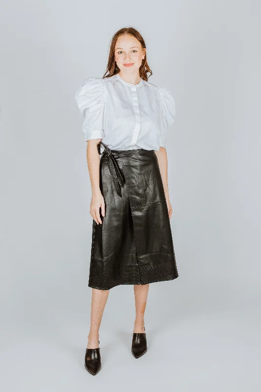 Simkhai Bia Vegan Leather Wrap Skirt casual skirt length