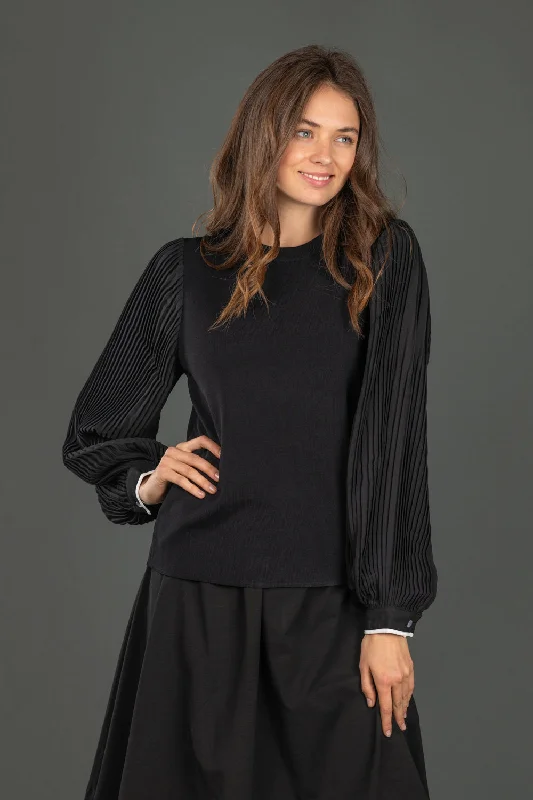 Harper Pleated Sleeves Sweater Thin Thick Dense