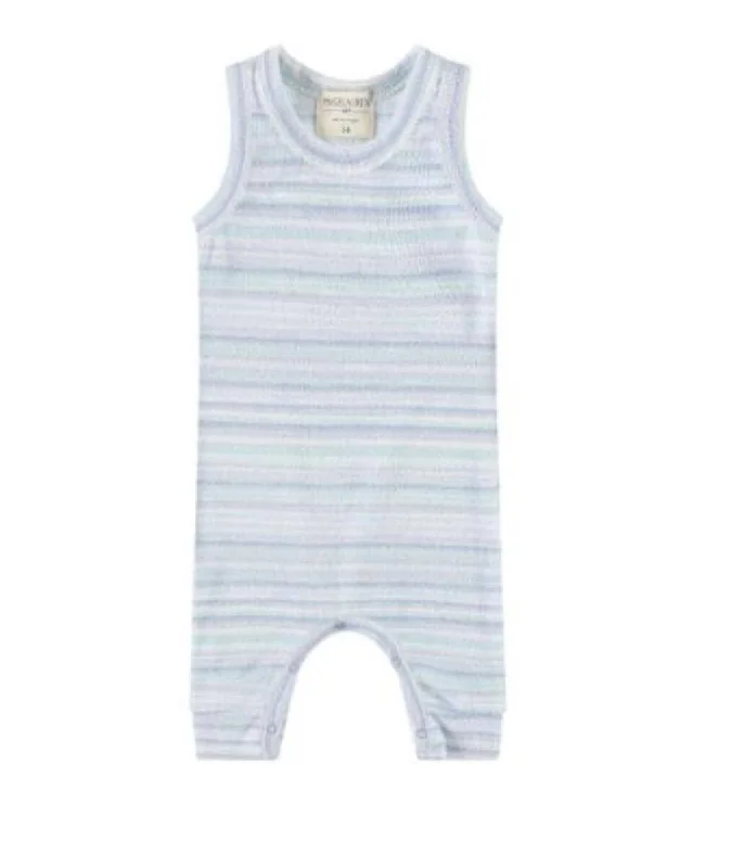 Whim-zzz Loop Terry Tank Romper - Blue Stripe cherry red tank